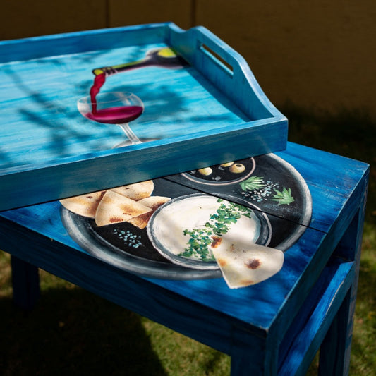 Crimson Pour Table | Bela hand-painted by Bela