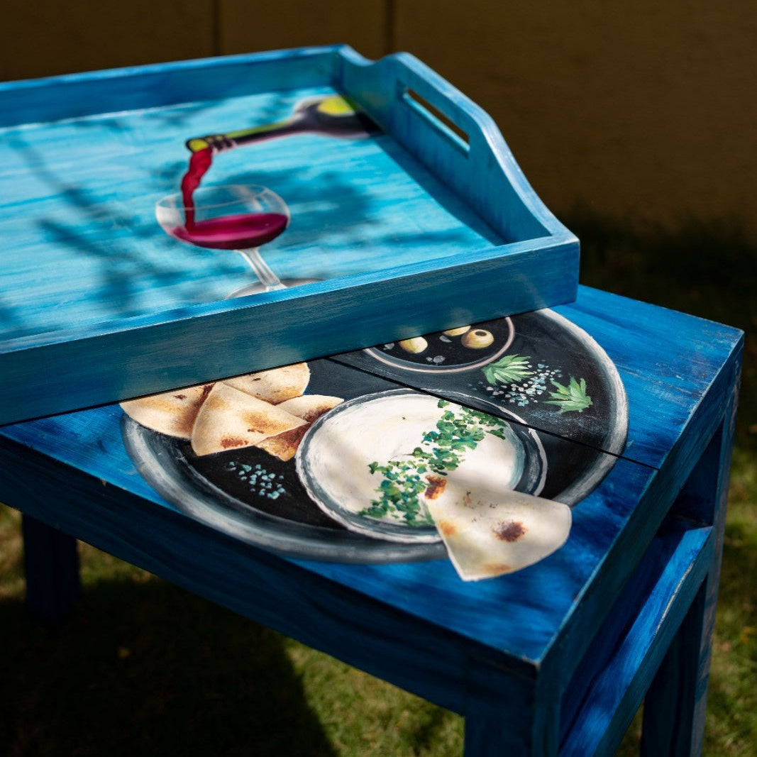 Crimson Pour Table | Bela hand-painted by Bela